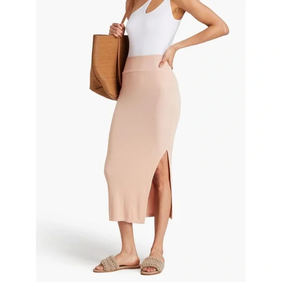 Enza Costa Silk Blend Ribbed Pencil Skirt size Small - Picture 3 of 8